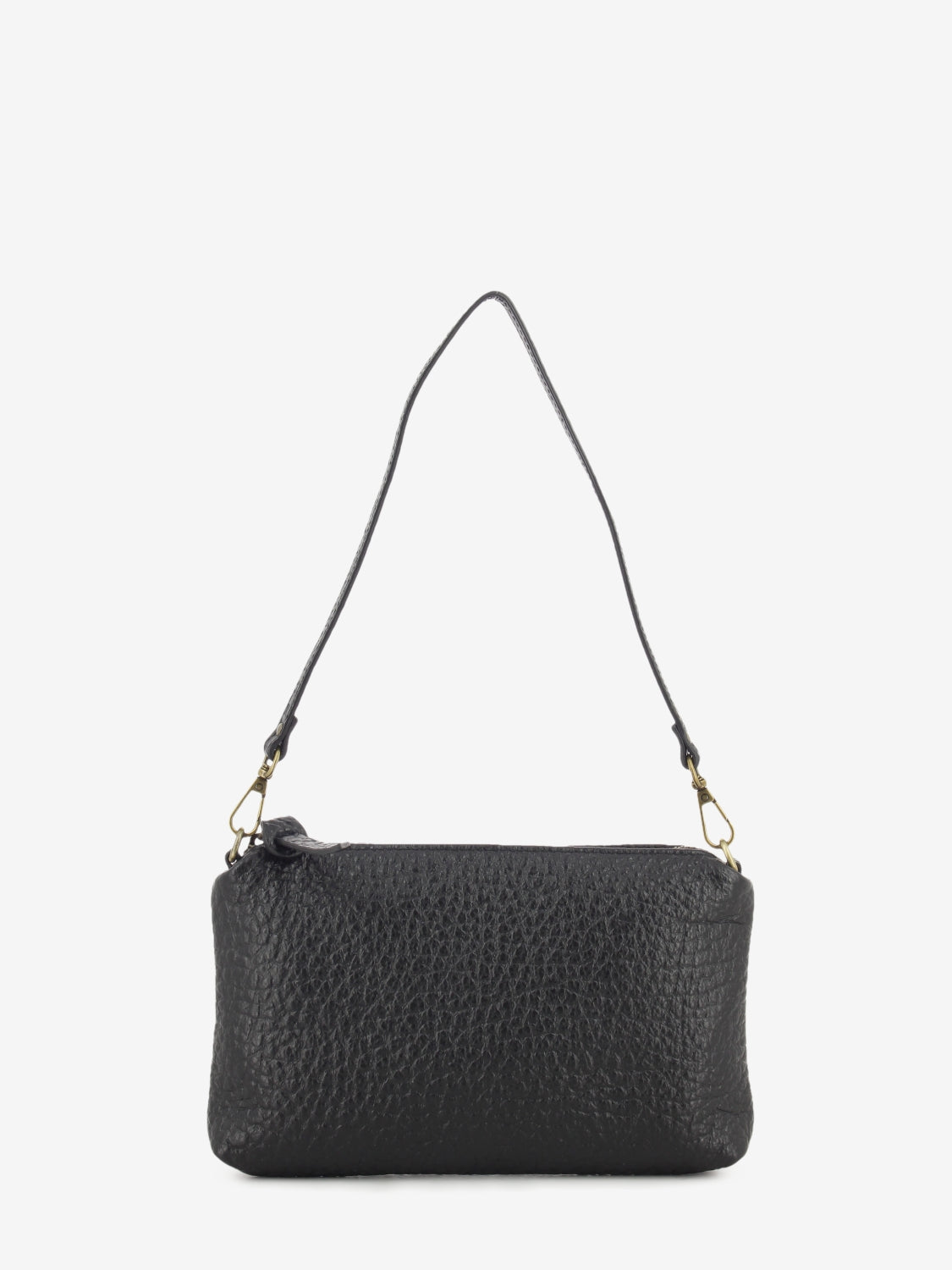 Pochette in pelle martellata nera