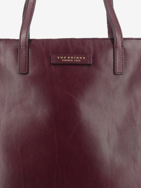 Shopper in pelle barolo / oro