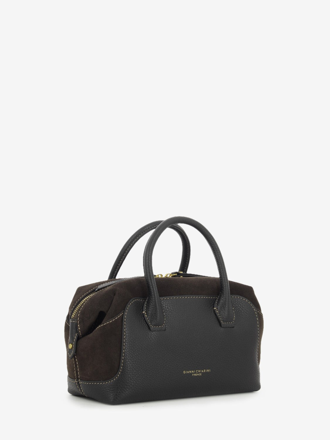 Borsa in pelle e suede Gemma nero / moka