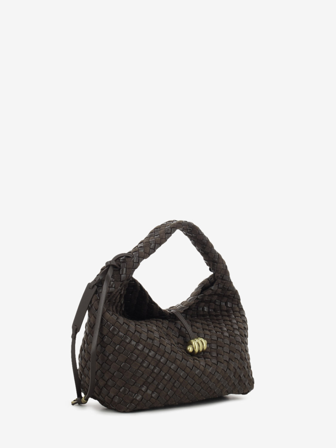 Borsa in pelle e tessuto Aurelie espresso