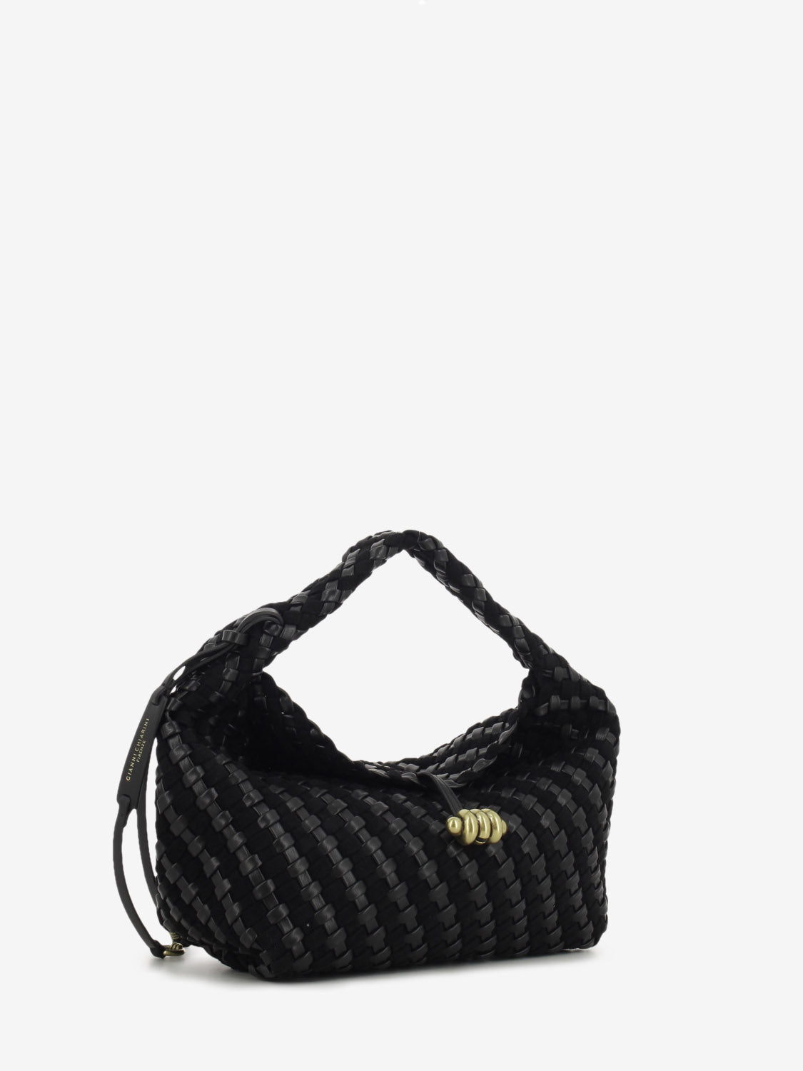 Borsa in pelle e tessuto Aurelie nero