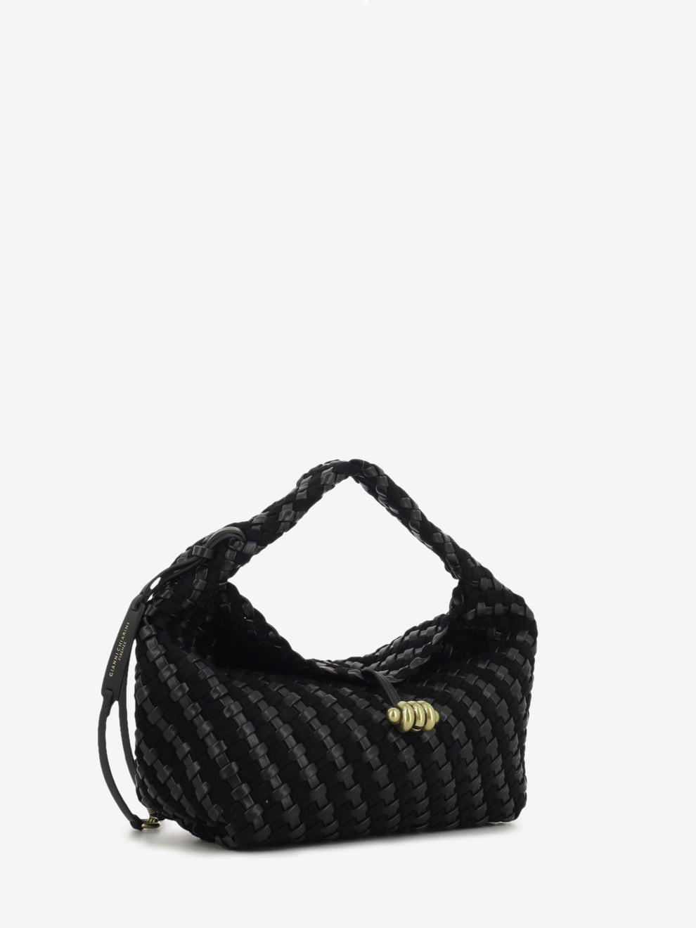 Borsa in pelle e tessuto Aurelie nero