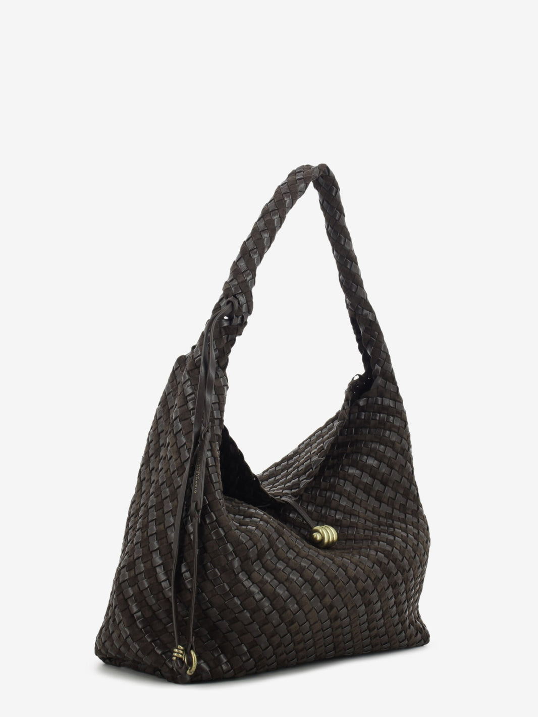 Borsa in pelle intrecciata Aurelie espresso