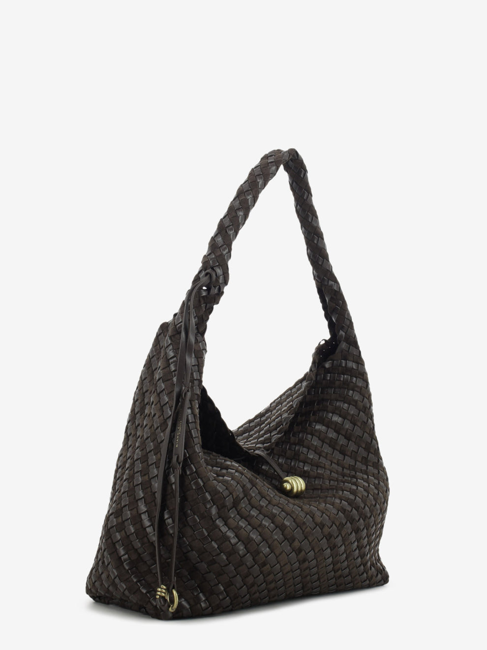 Borsa in pelle intrecciata Aurelie espresso
