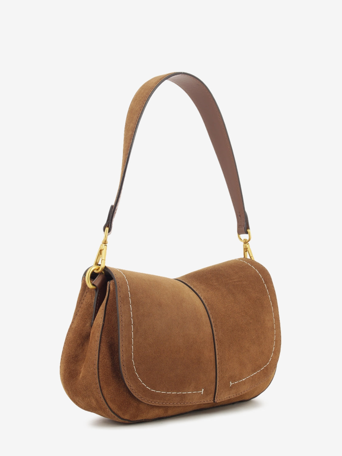 Borsa in suede Helena round cognac