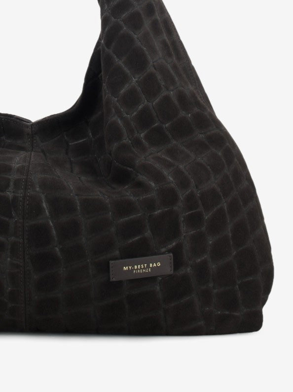 Borsa in suede dark brown