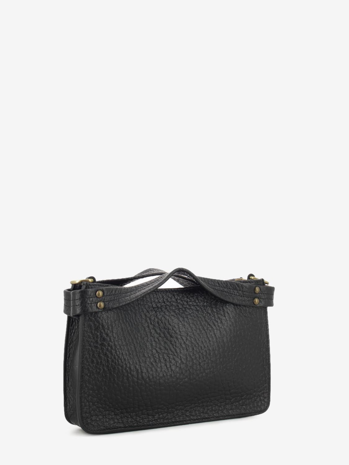 Borsa a tracolla in pelle martellata nera