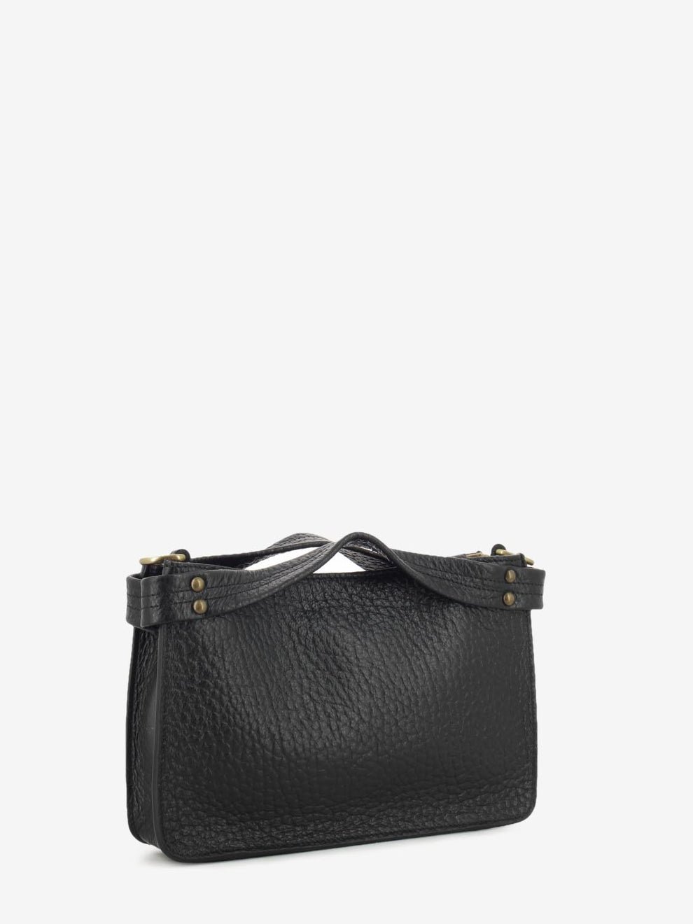 Borsa a tracolla in pelle martellata nera