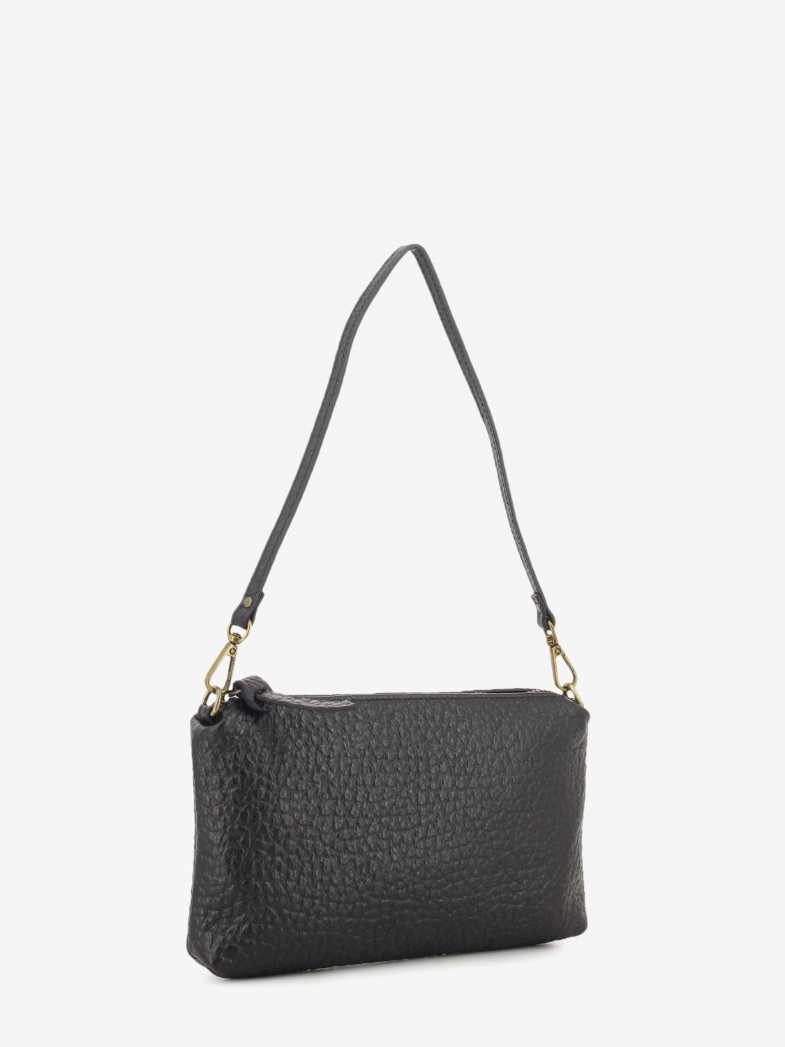 Pochette in pelle martellata nera