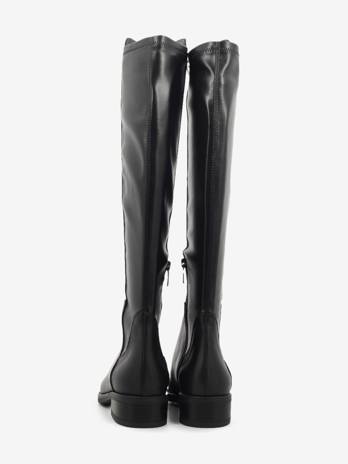 Black leather boots with zip