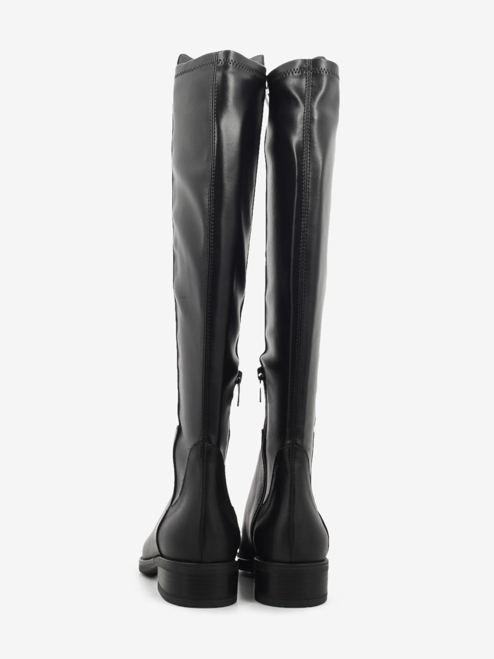 Black leather boots with zip