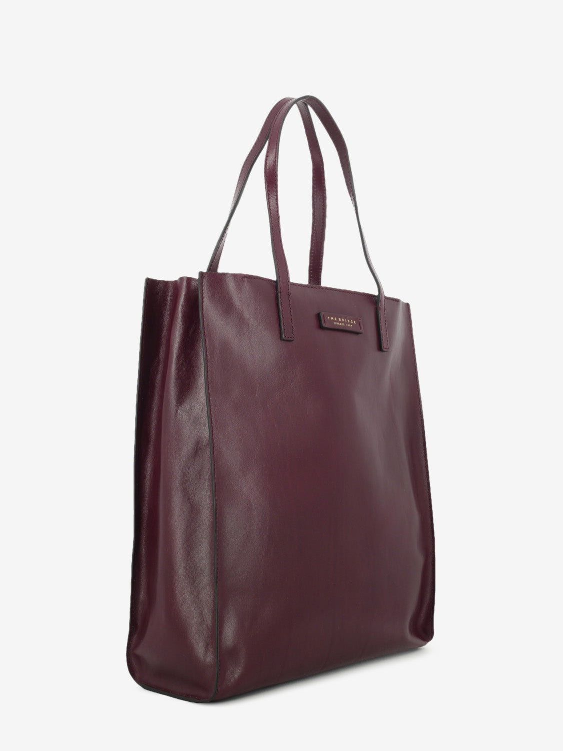 Shopper in pelle barolo / oro