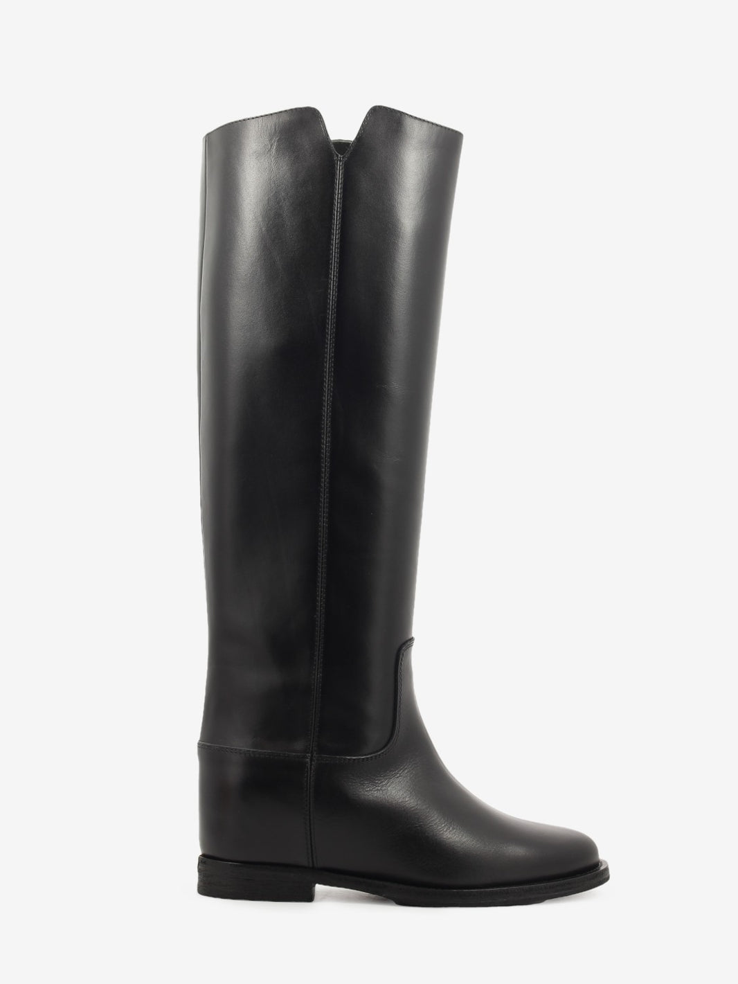 Black velvet side slit boots