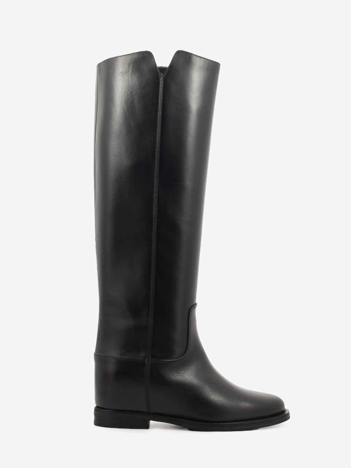 Black velvet side slit boots