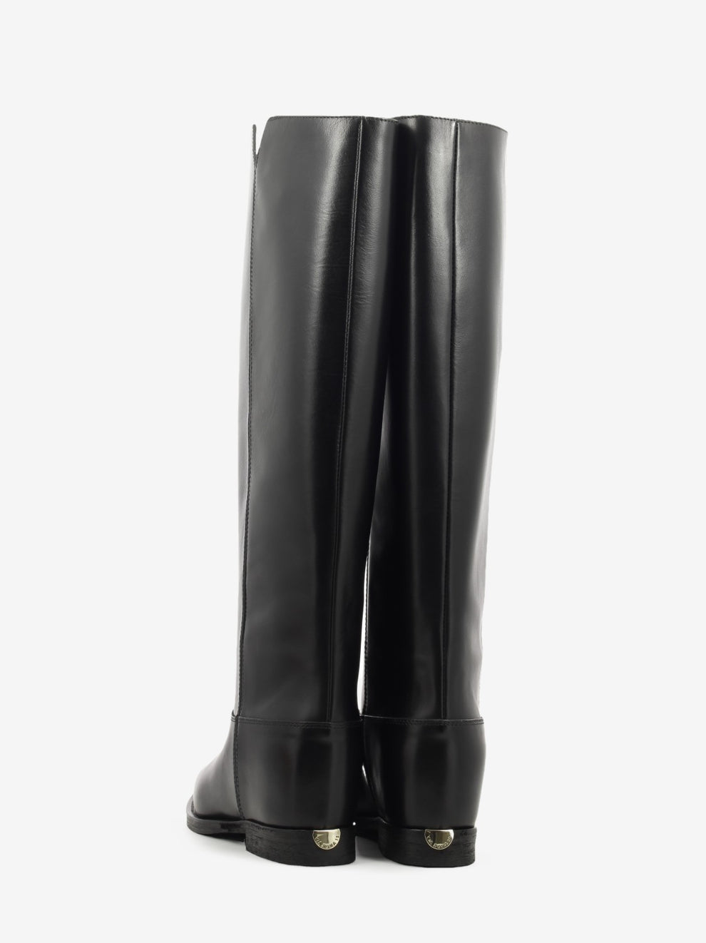 Black velvet side slit boots