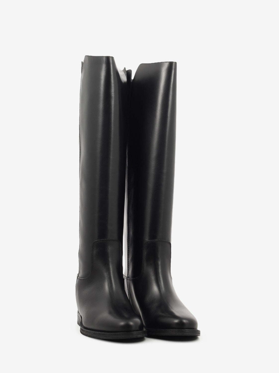 Black velvet side slit boots