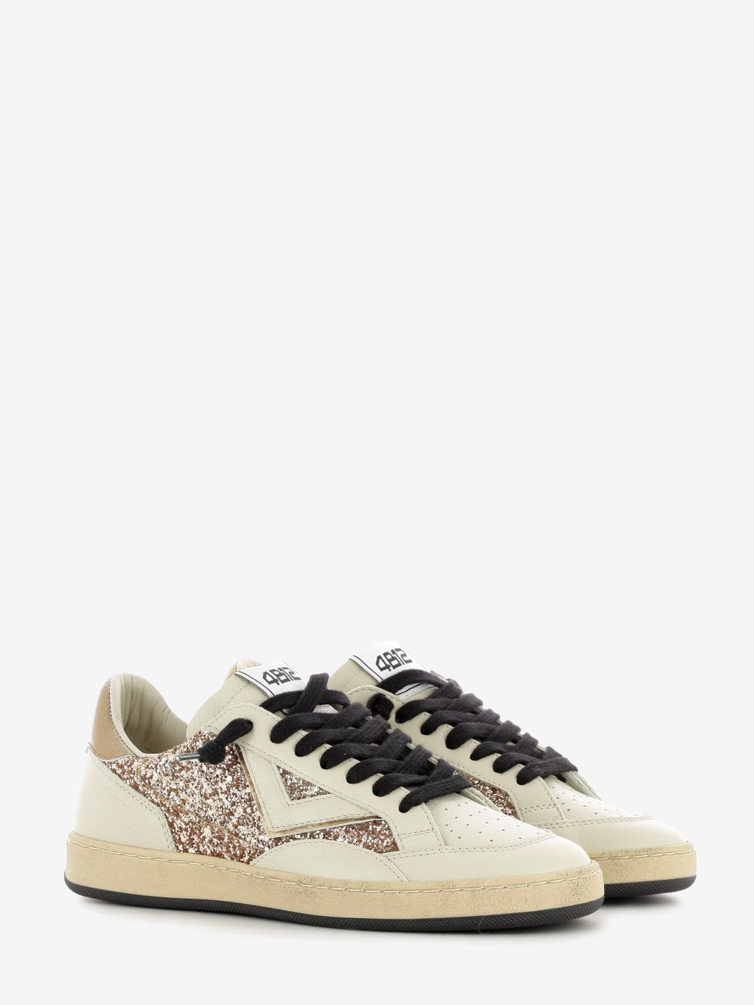 Playnew white / bronze glitter sneakers