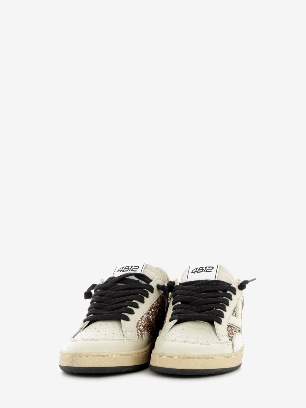 Playnew white / bronze glitter sneakers