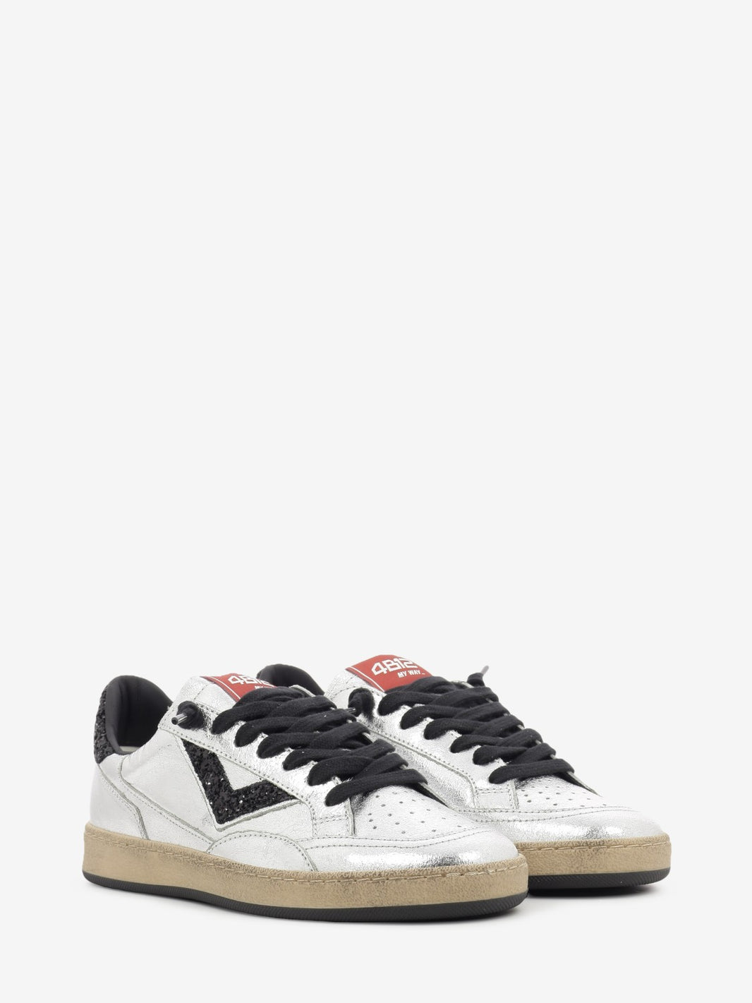 SNEAKER LEATHER LAMINATE SILVER PLAYNEW-D2049