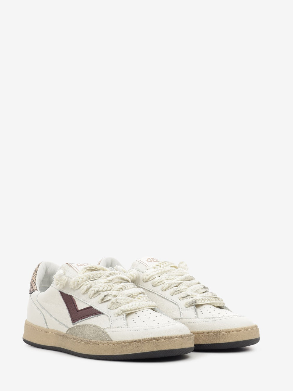 SNEAKER LEATHER WHITE/BURGUNDY PLAYNEW-D2026