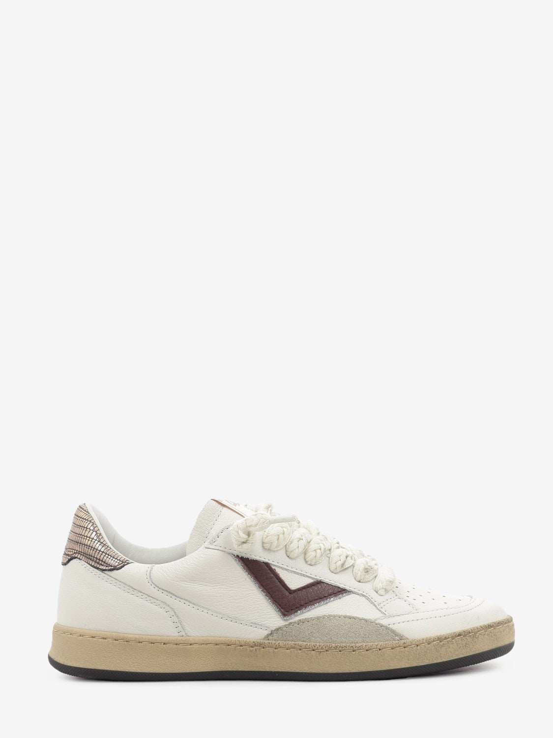 SNEAKER LEATHER WHITE/BURGUNDY PLAYNEW-D2026