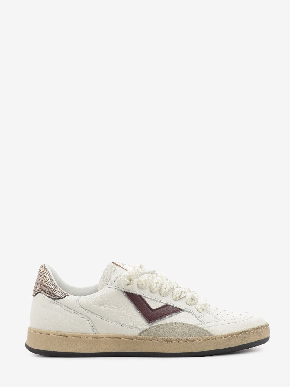 SNEAKER LEATHER WHITE/BURGUNDY PLAYNEW-D2026