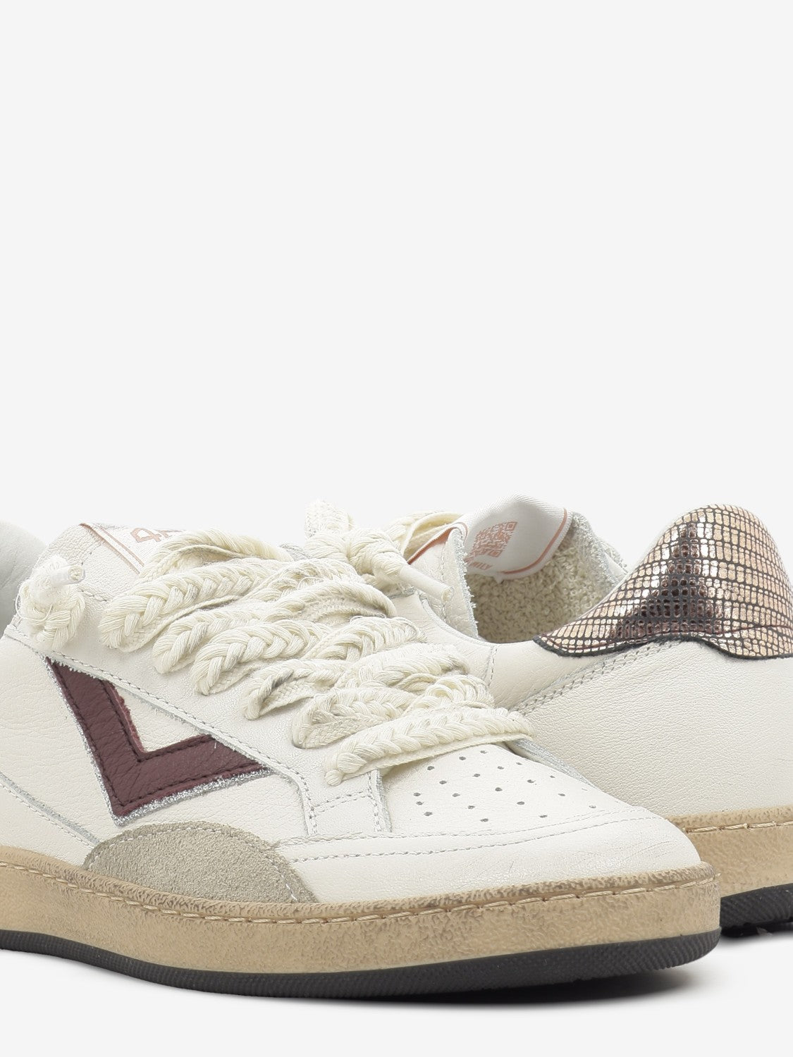 SNEAKER LEATHER WHITE/BURGUNDY PLAYNEW-D2026