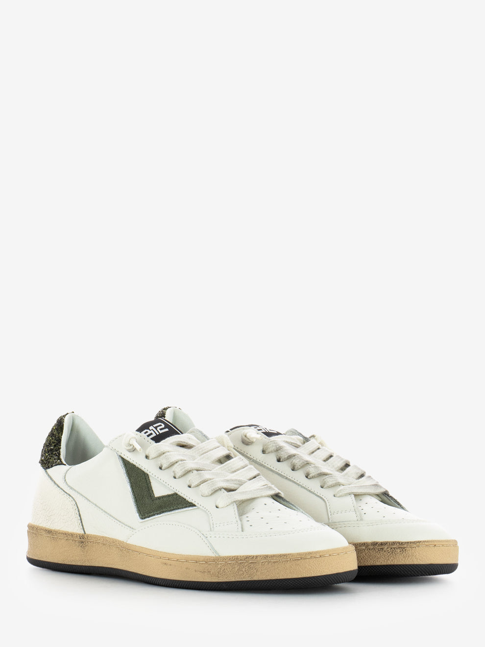WHITE/GLITTER/GREEN SNEAKER PLAYNEW-D236