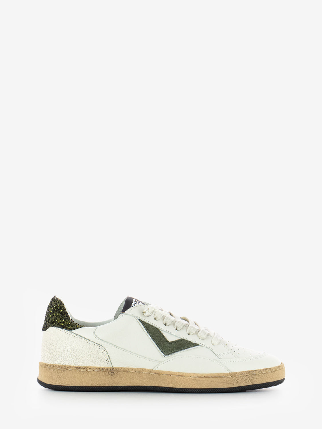WHITE/GLITTER/GREEN SNEAKER PLAYNEW-D236