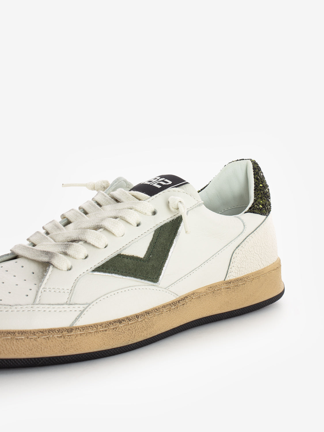 WHITE/GLITTER/GREEN SNEAKER PLAYNEW-D236