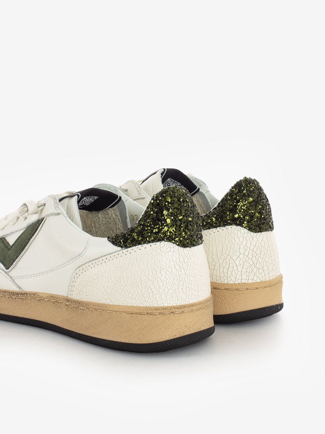 WHITE/GLITTER/GREEN SNEAKER PLAYNEW-D236