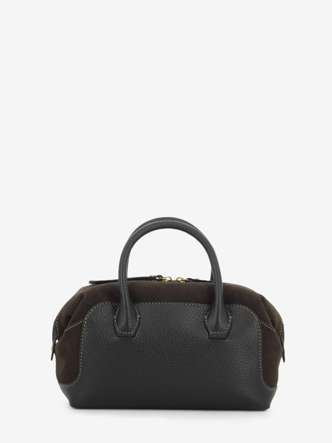 Borsa in pelle e suede Gemma nero / moka