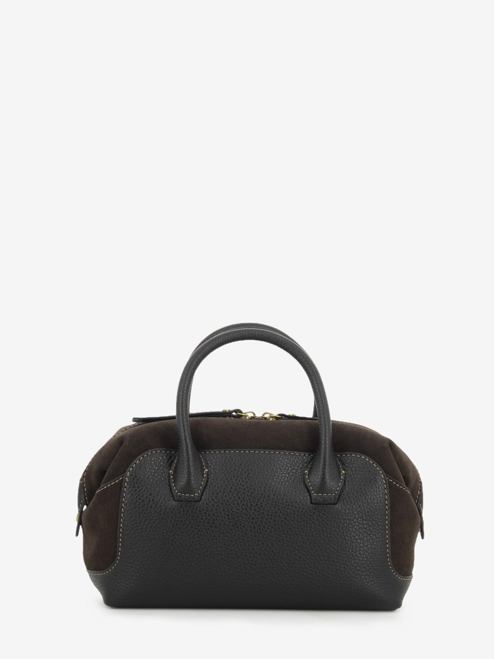 Borsa in pelle e suede Gemma nero / moka