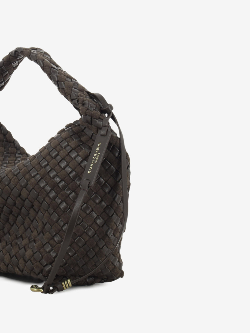 Borsa in pelle e tessuto Aurelie espresso