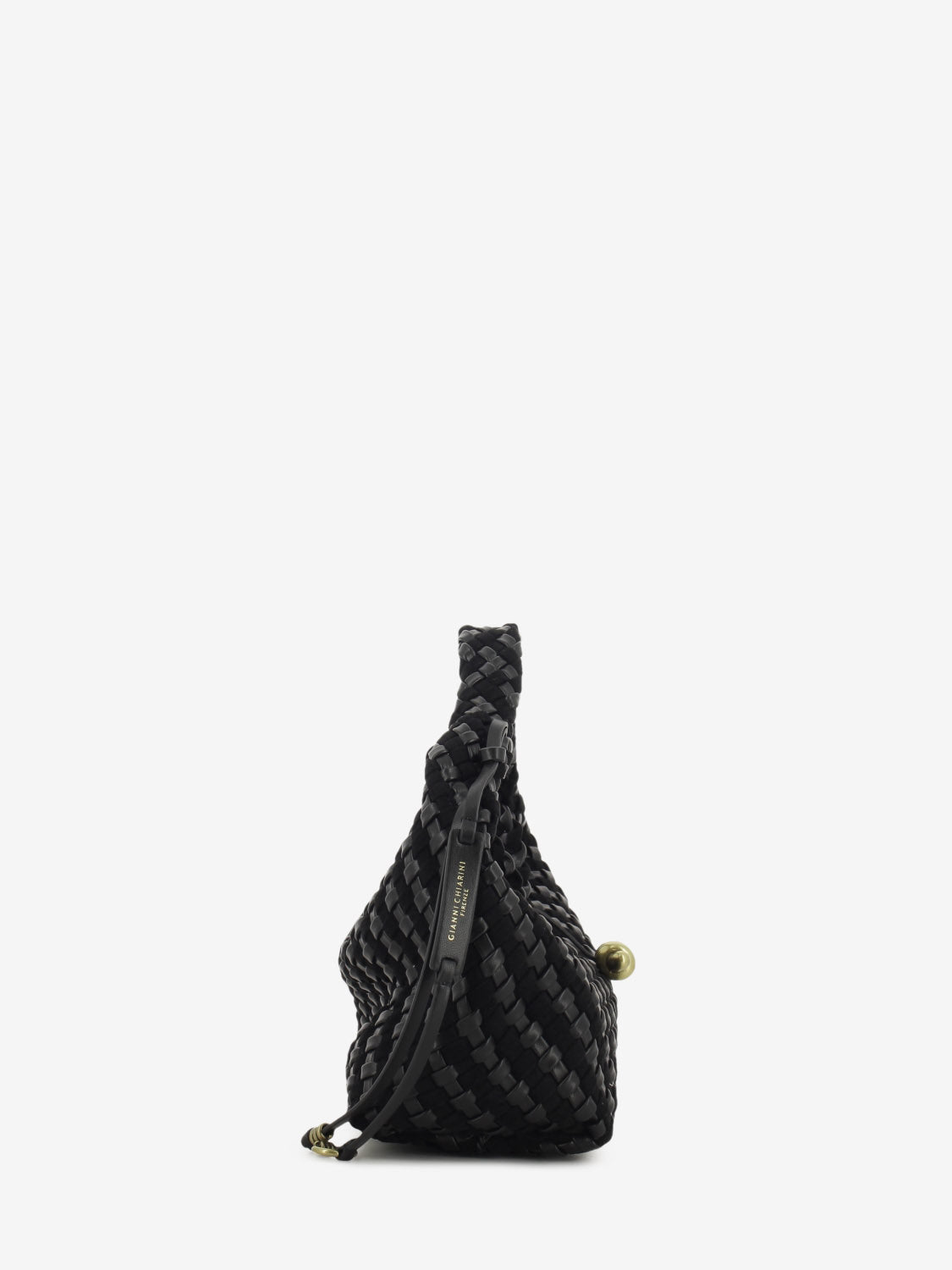 Borsa in pelle e tessuto Aurelie nero