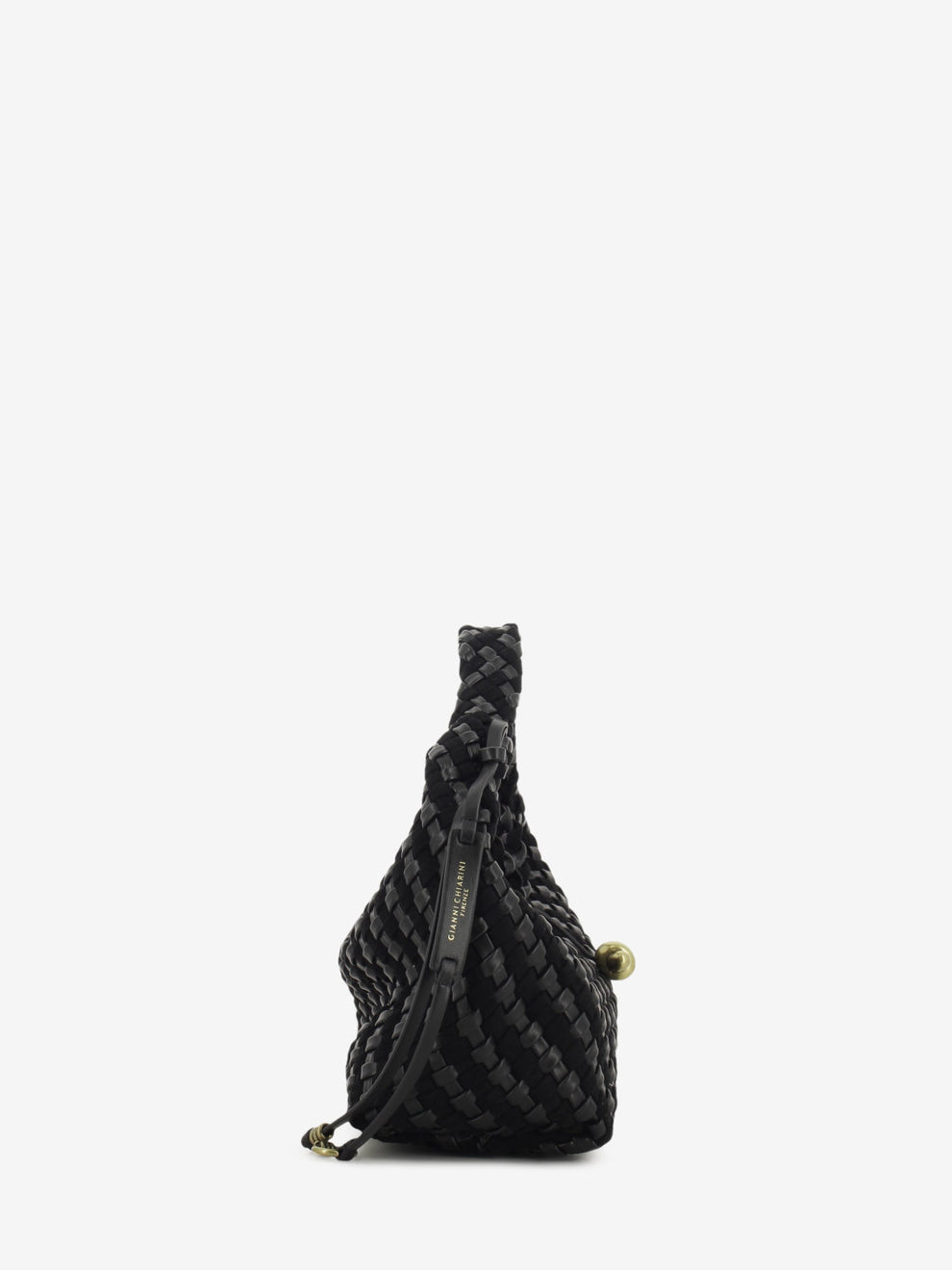 Borsa in pelle e tessuto Aurelie nero