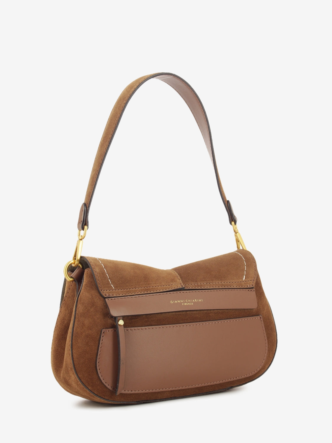 Borsa in suede Helena round cognac