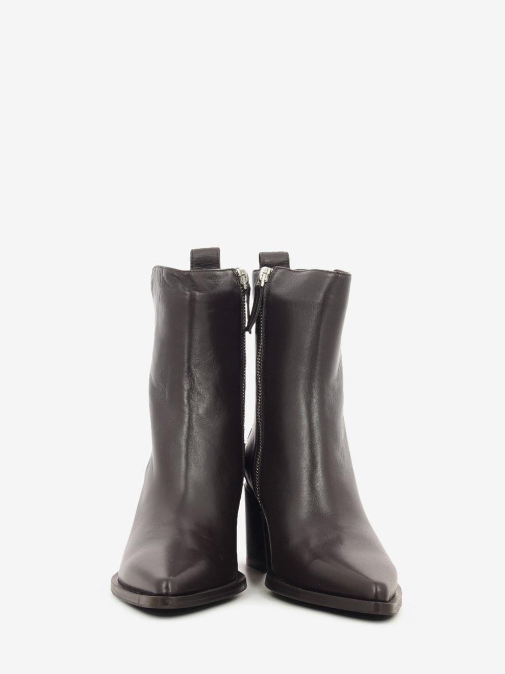 Tronchetto in pelle con zip coffee