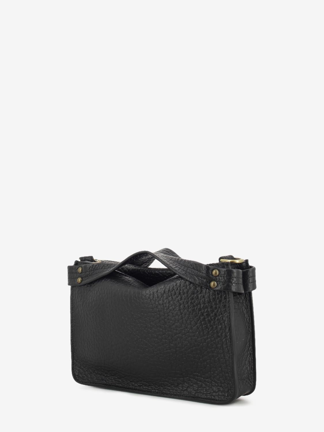 Borsa a tracolla in pelle martellata nera