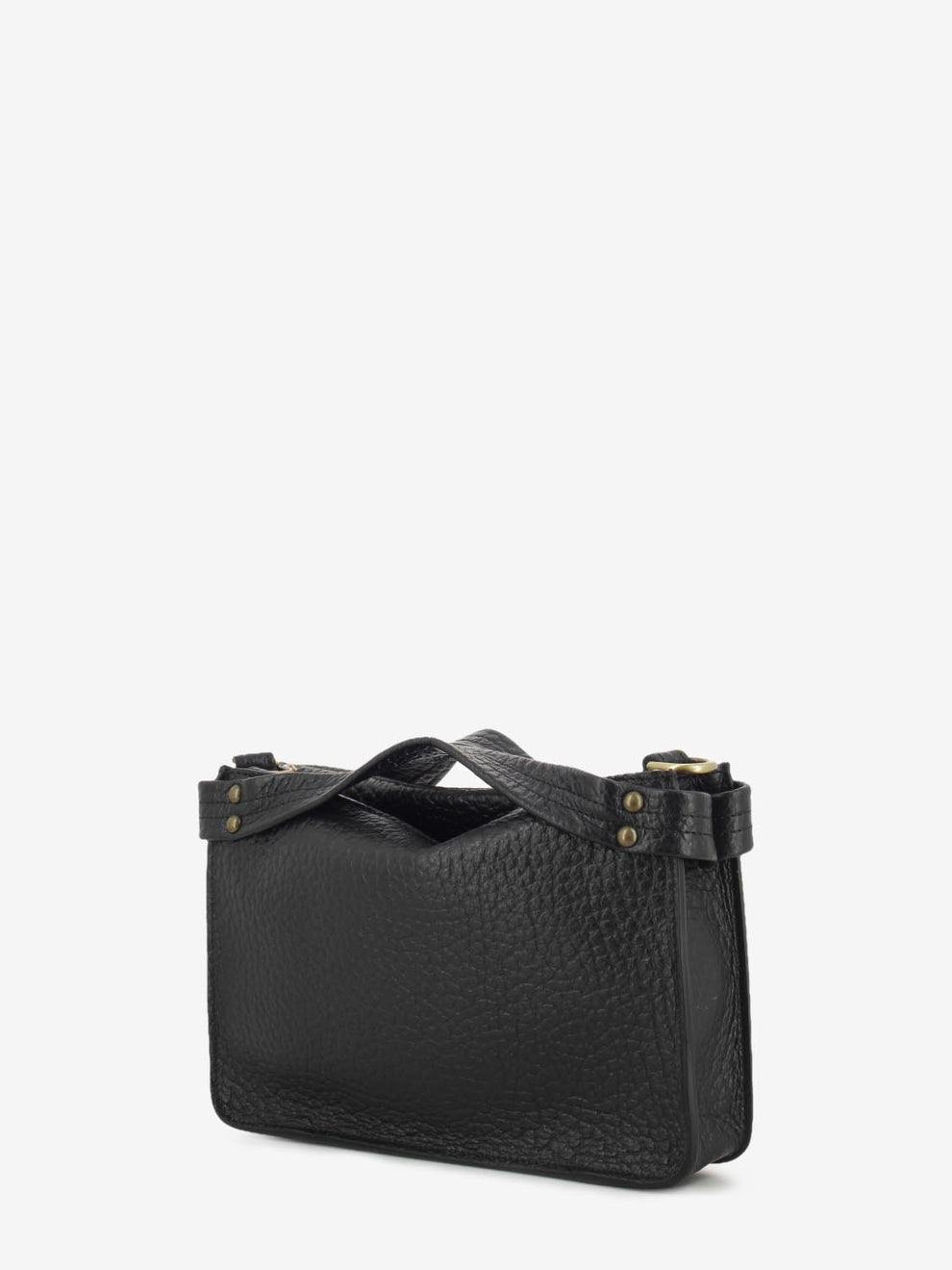 Borsa a tracolla in pelle martellata nera
