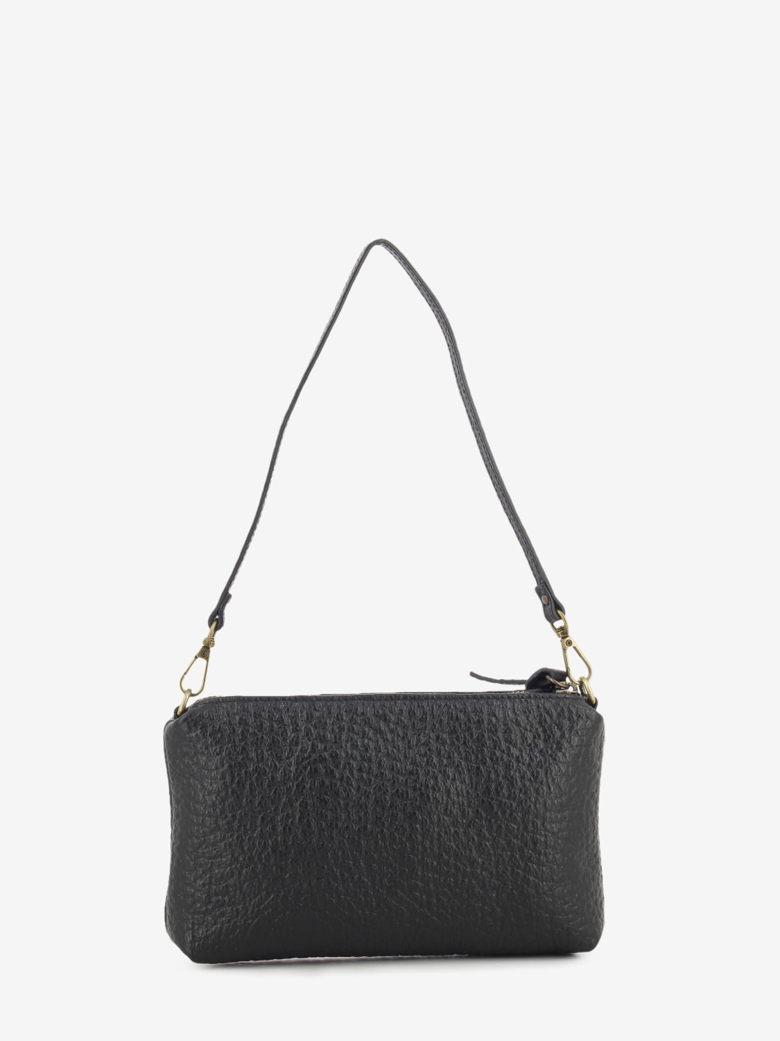 Pochette in pelle martellata nera