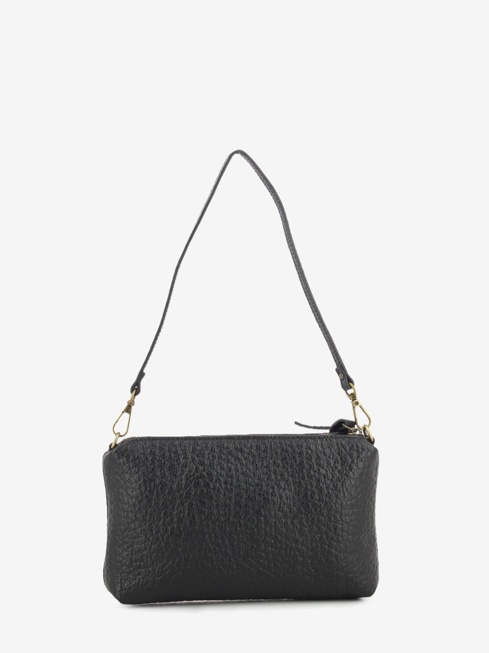 Pochette in pelle martellata nera