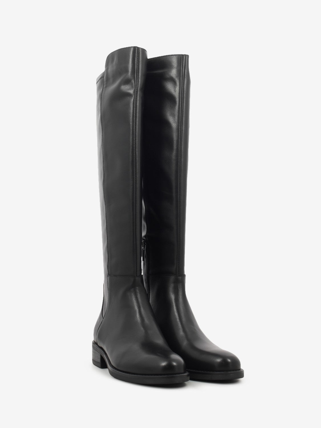 Black leather boots with zip