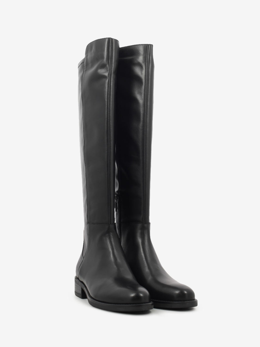 Black leather boots with zip