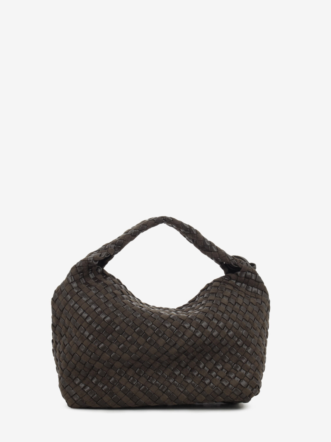 Borsa in pelle e tessuto Aurelie espresso