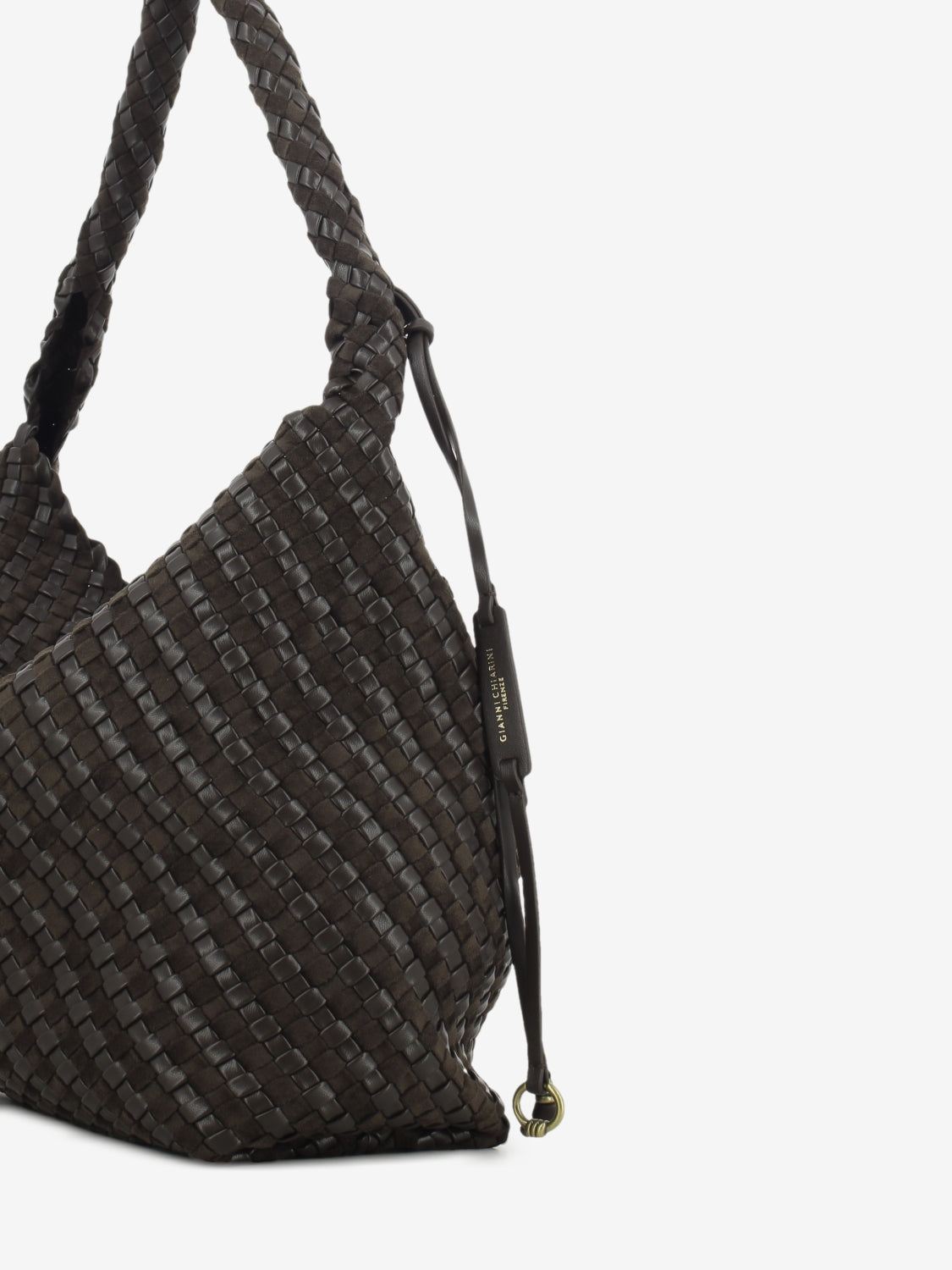 Borsa in pelle intrecciata Aurelie espresso
