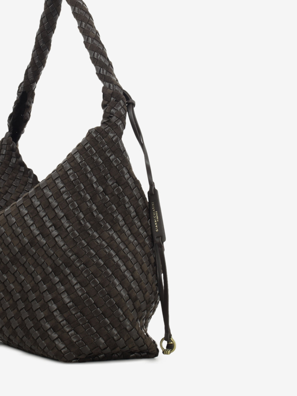 Borsa in pelle intrecciata Aurelie espresso