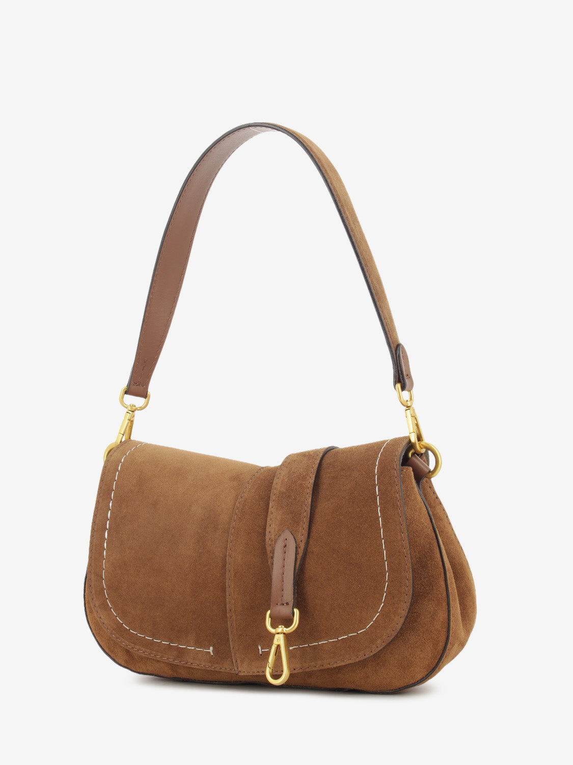 Borsa in suede Helena round cognac