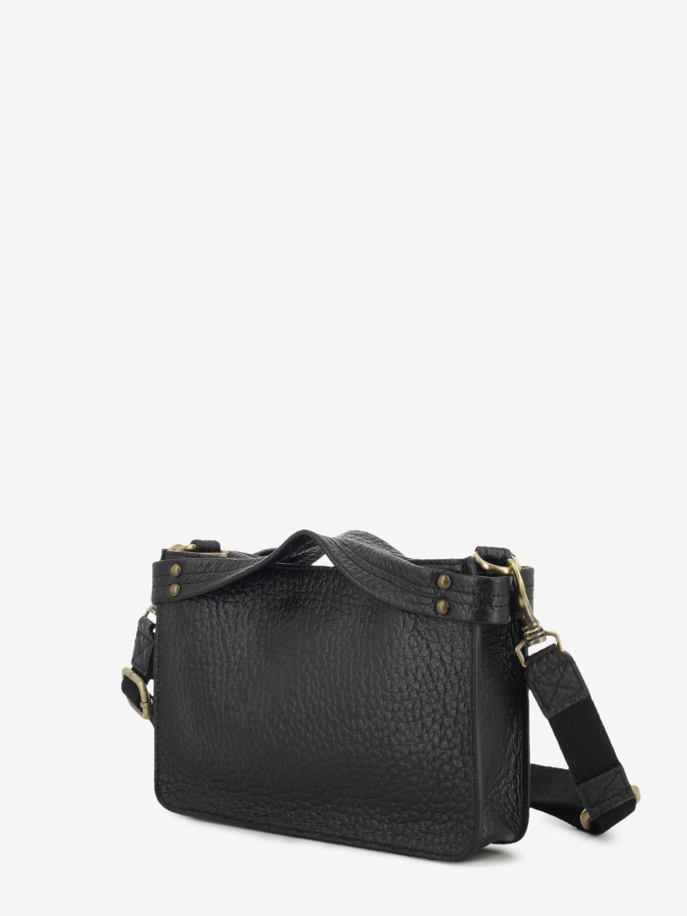 Borsa a tracolla in pelle martellata nera