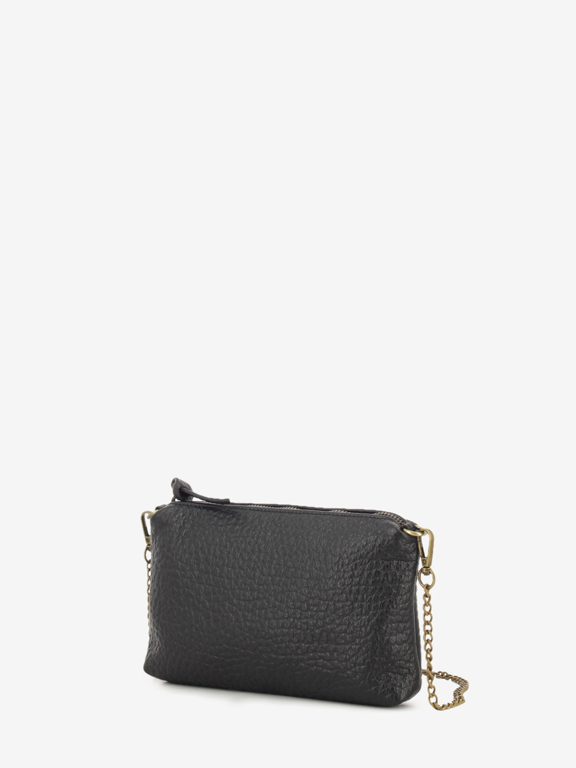 Pochette in pelle martellata nera